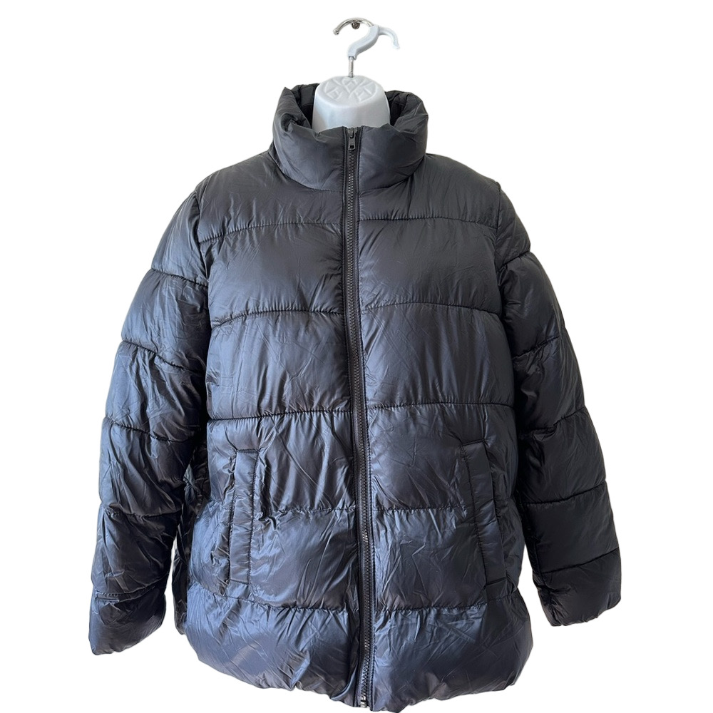Old Navy Black Puffer Jacket NWT Size Large Petite Zip Front - Picture 2 of 6